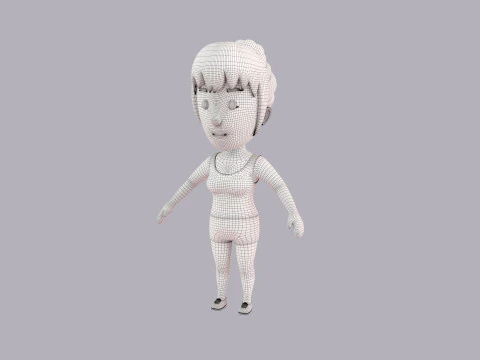 Cartoon Female Character Rigged 048 3D Model