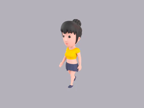 Cartoon Female Character Rigged 049 3D Model