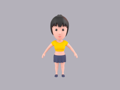 Cartoon Female Character Rigged 049 3D 모델
