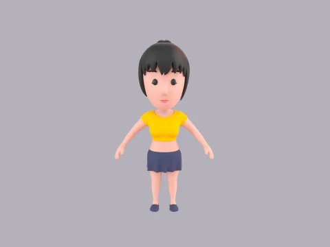Cartoon Female Character Rigged 049 3D Model