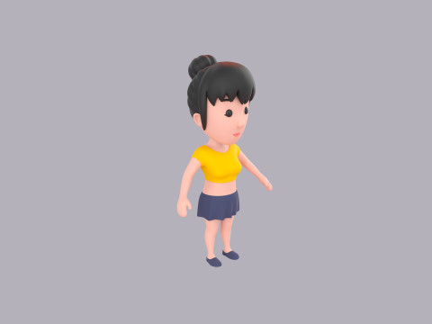 Cartoon Female Character Rigged 049 3D 모델