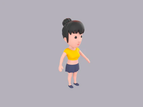Cartoon Female Character Rigged 049 3D Model