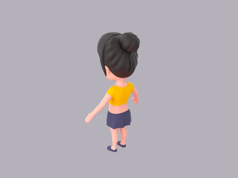 Cartoon Female Character Rigged 049 3D Model
