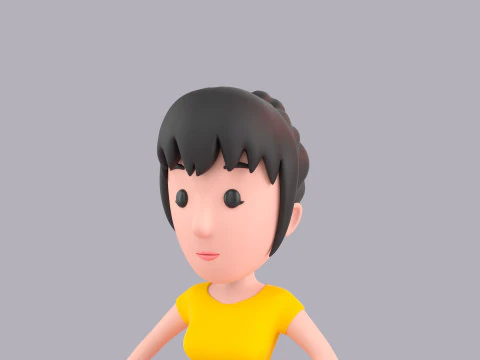 Cartoon Female Character Rigged 049 3D Model
