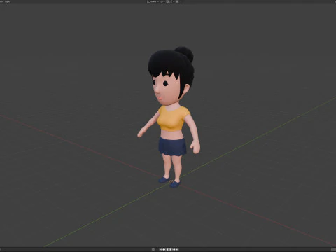 Cartoon Female Character Rigged 049 3D Model