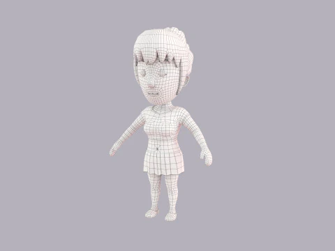 Cartoon Female Character Rigged 049 3D Model