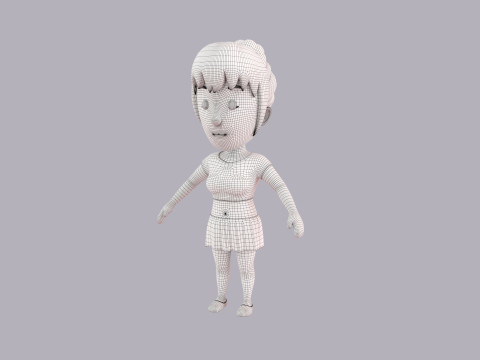 Cartoon Female Character Rigged 049 3D 모델