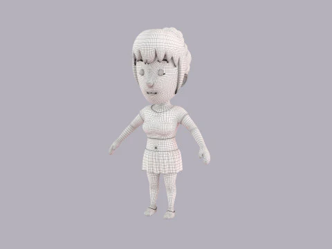 Cartoon Female Character Rigged 049 3D Model