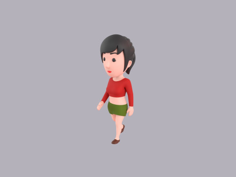 Cartoon Female Character Rigged 050 3D 模型