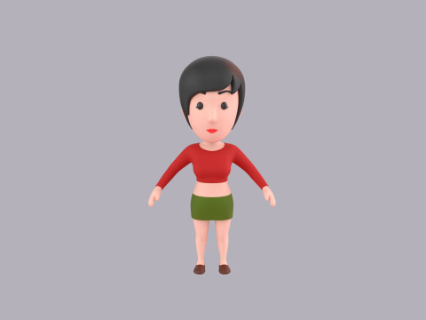 Cartoon Female Character Rigged 050 3D 模型
