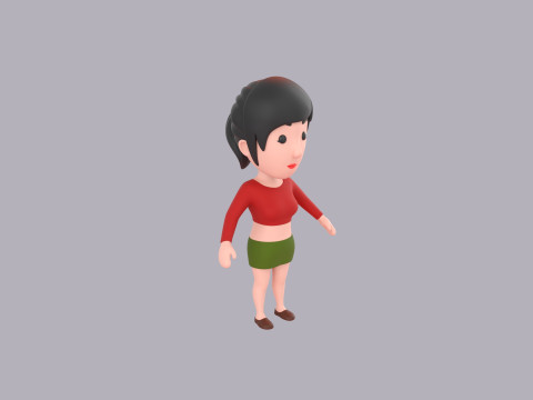 Cartoon Female Character Rigged 050 3D 模型