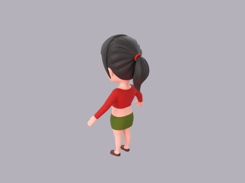Cartoon Female Character Rigged 050 3D 模型