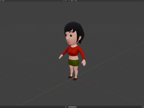 Cartoon Female Character Rigged 050 3D 模型
