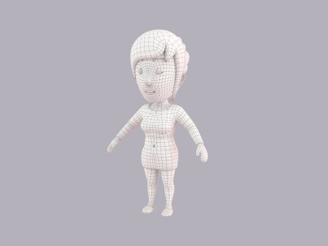 Cartoon Female Character Rigged 050 3D 模型