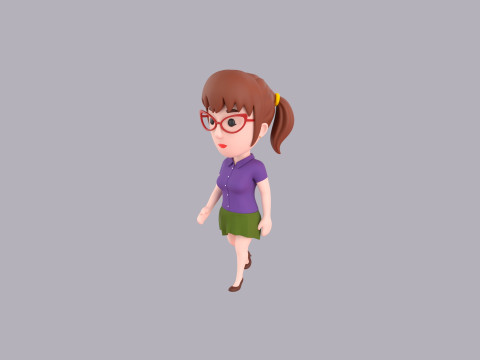 Cartoon Female Character Rigged 051 Modèle 3D