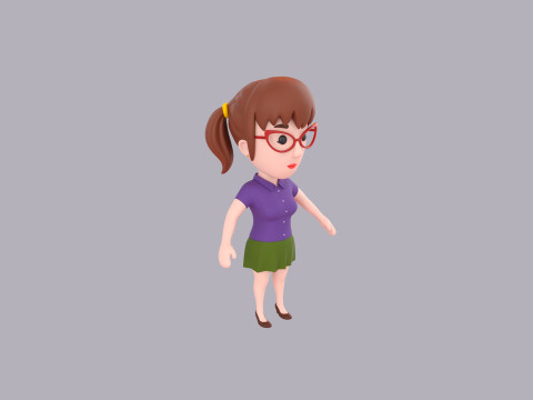 Cartoon Female Character Rigged 051 Modèle 3D