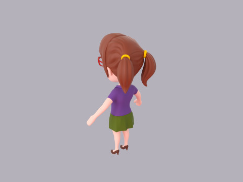 Cartoon Female Character Rigged 051 Modèle 3D