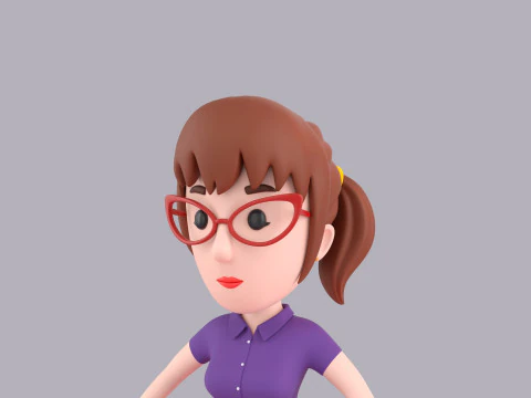 Cartoon Female Character Rigged 051 3D Model