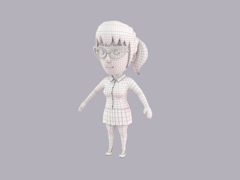 Cartoon Female Character Rigged 051 Modèle 3D