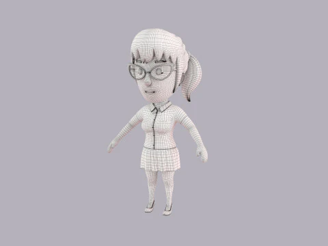 Cartoon Female Character Rigged 051 3D Model