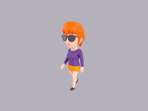 Cartoon Female Character Rigged 052 3D Model