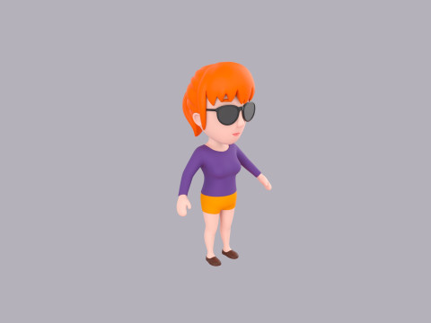 Cartoon Female Character Rigged 052 3D Model