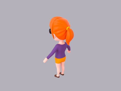 Cartoon Female Character Rigged 052 3D Model