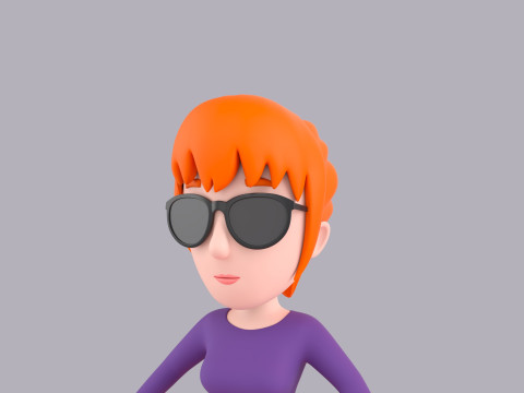Cartoon Female Character Rigged 052 3D Model