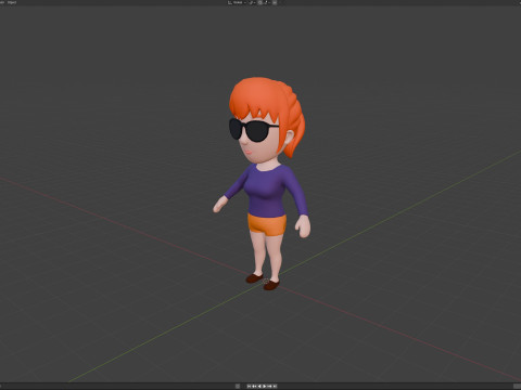 Cartoon Female Character Rigged 052 3D Model