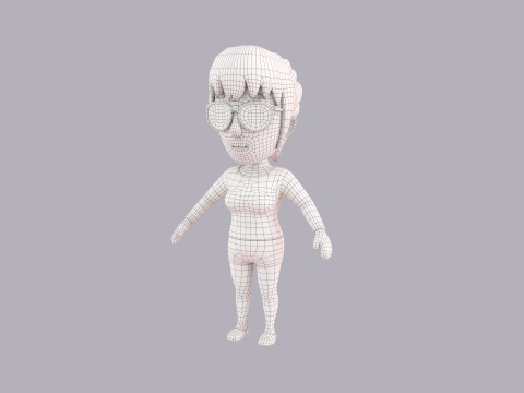 Cartoon Female Character Rigged 052 3D Model