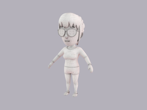 Cartoon Female Character Rigged 052 3D Model