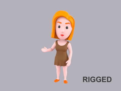 Cartoon Female Character Rigged 053 3Dモデル