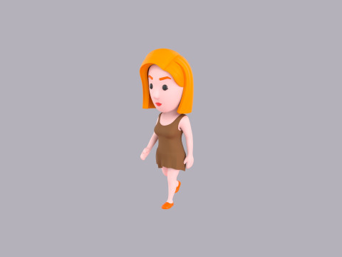 Cartoon Female Character Rigged 053 3D 模型