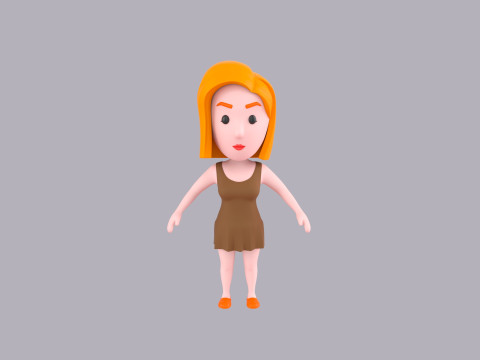 Cartoon Female Character Rigged 053 3D 模型