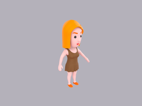 Cartoon Female Character Rigged 053 3D 模型