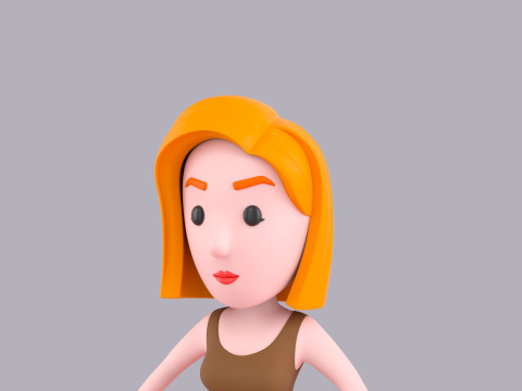 Cartoon Female Character Rigged 053 3D 模型