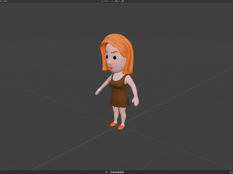 Cartoon Female Character Rigged 053 3D 模型