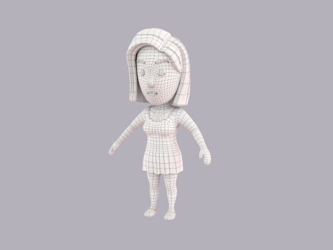 Cartoon Female Character Rigged 053 3D 模型