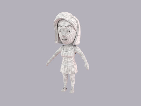 Cartoon Female Character Rigged 053 3D 模型