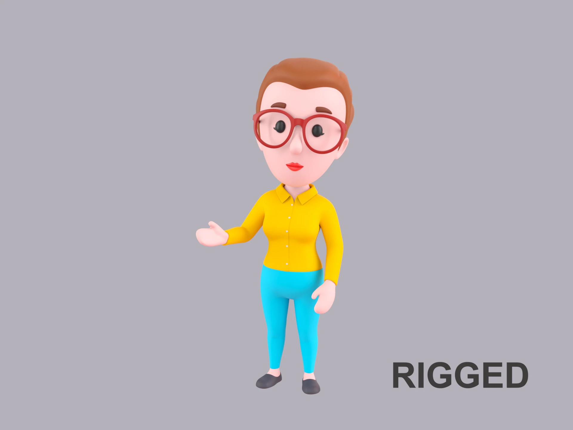 Cartoon Female Character Rigged 054 3D Model .c4d .max .obj .3ds .fbx .stl .blend 