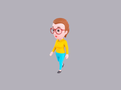 Cartoon Female Character Rigged 054 Model 3D