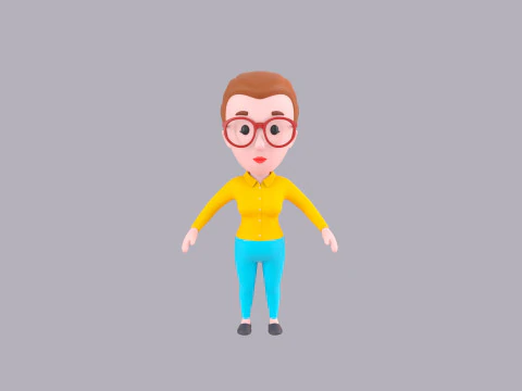 Cartoon Female Character Rigged 054 3D Model