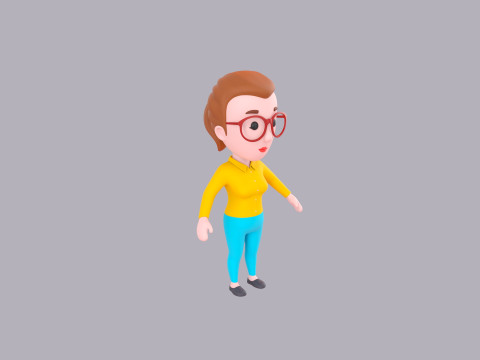 Cartoon Female Character Rigged 054 Model 3D