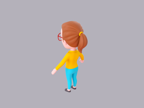 Cartoon Female Character Rigged 054 Model 3D