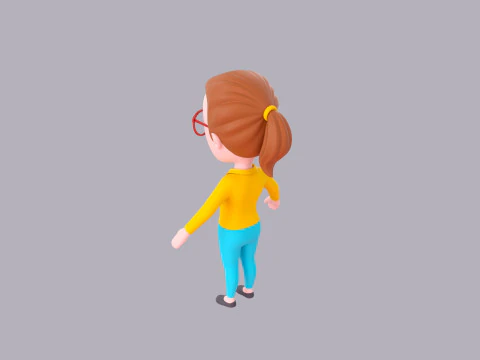Cartoon Female Character Rigged 054 3D Model