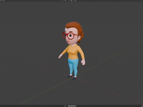 Cartoon Female Character Rigged 054 3D Model