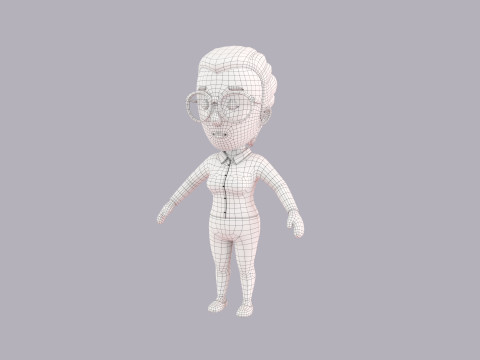 Cartoon Female Character Rigged 054 Model 3D