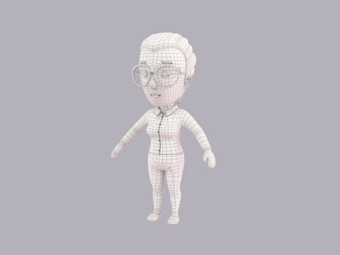 Cartoon Female Character Rigged 054 3D Model
