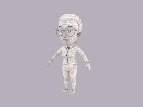 Cartoon Female Character Rigged 054 3D Model