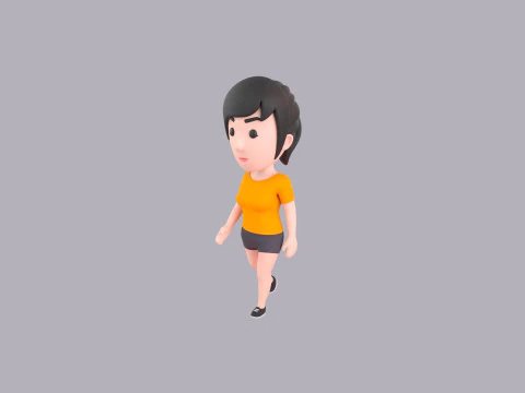 Cartoon Female Character Rigged 055 3D Model